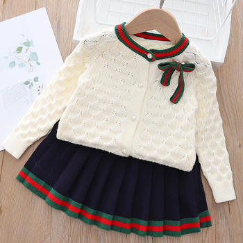Two Piece Sweater and Pleated Skirt For Girls