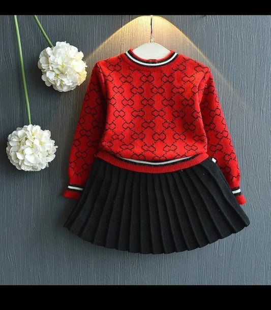 Two Piece Sweater and Pleated Skirt