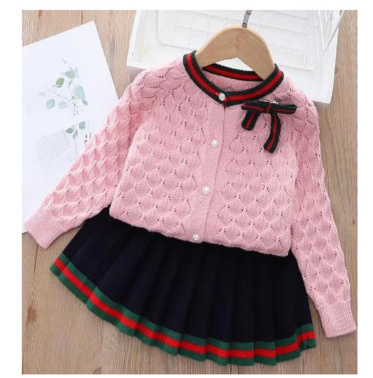 Two Piece Sweater and Pleated Skirt For Girls