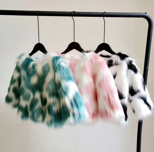 Faux Fur Winter Colourful Jacket For Baby Girls