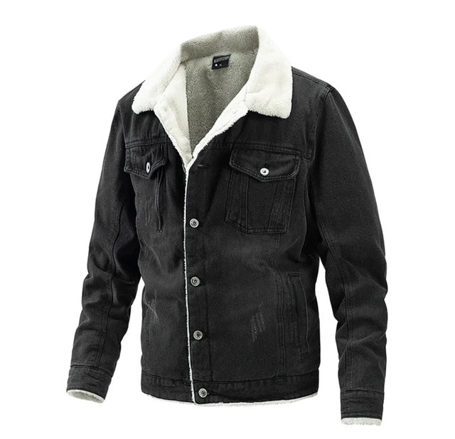 Men's Cotton Padded Long Sleeve Denim Jacket For Winter